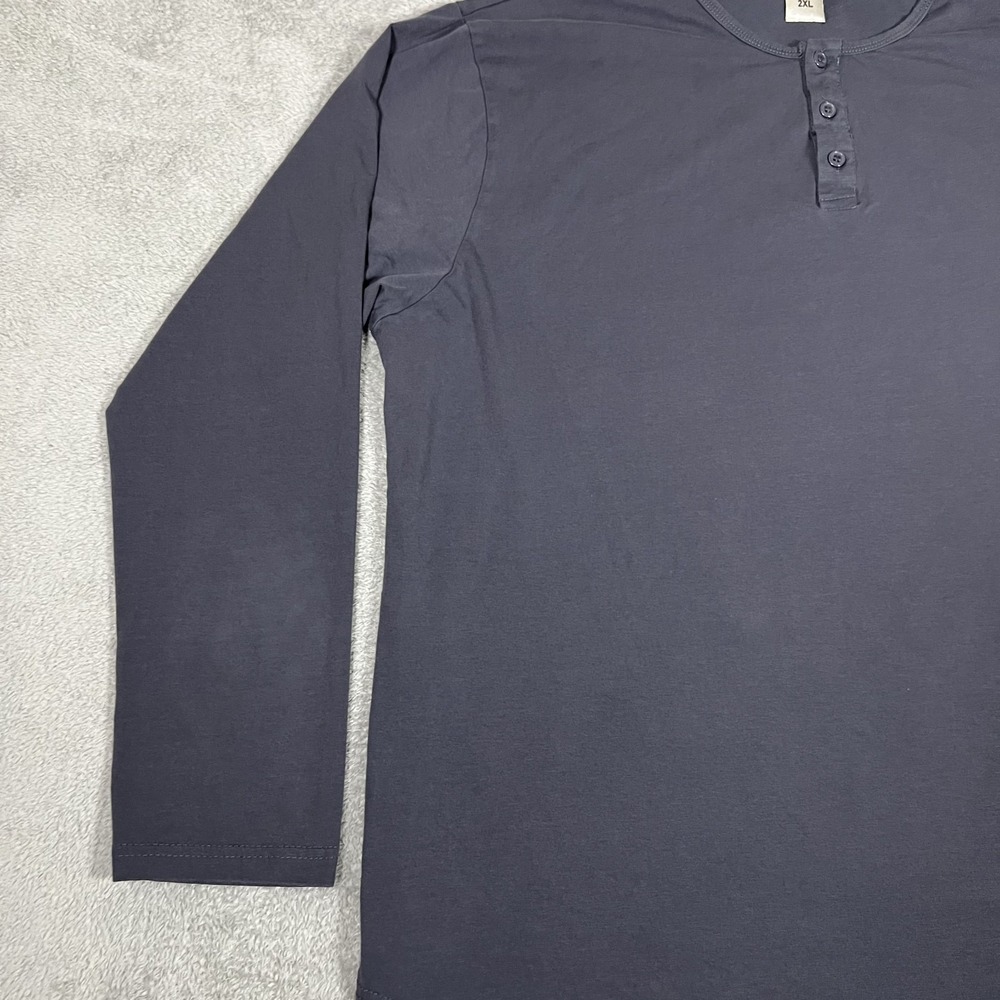 WYR Shirt Mens 2XL Gray Henley Long Sleeve Tee Casual - Picture 5 of 11